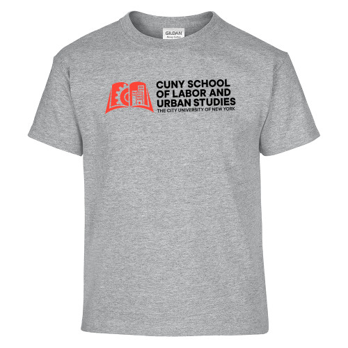 Youth Grey T Shirt-SLU CUNY Stacked
