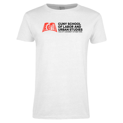 Womens White Short Sleeve Tee-SLU CUNY Stacked