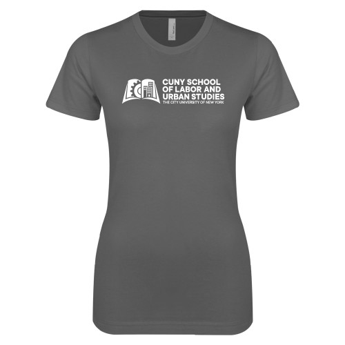 Next Level Womens Charcoal Boyfriend Tee-SLU CUNY Stacked