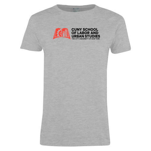 Womens Grey Short Sleeve Tee-SLU CUNY Stacked