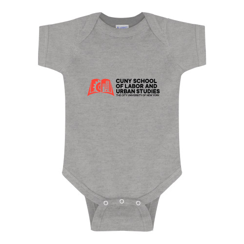 Grey Infant Onesie-SLU CUNY Stacked