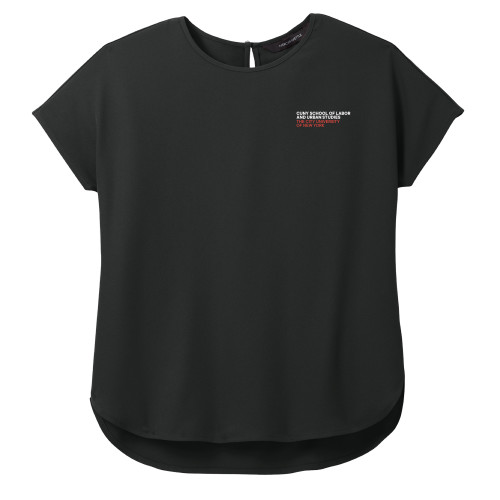 Mercer + Mettle Womens Black Stretch Crepe Crew-SLU Logotype