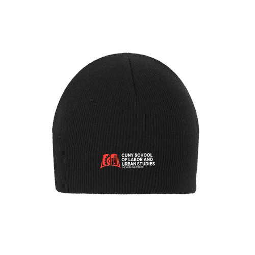 Black Knit Beanie-SLU CUNY Stacked