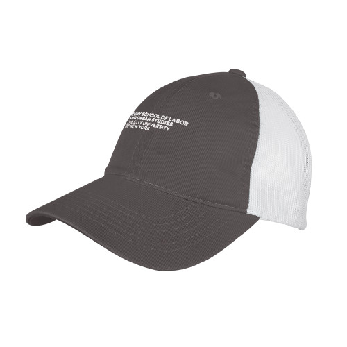 Charcoal/White Mesh Back Unstructured Low Profile Hat-SLU Logotype