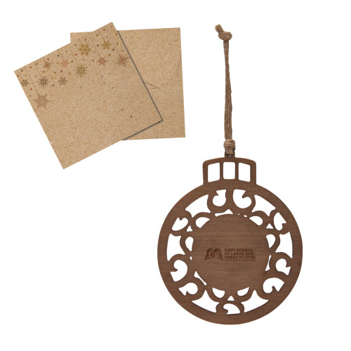 Wood Holiday Ball Ornament-SLU CUNY Stacked Engraved