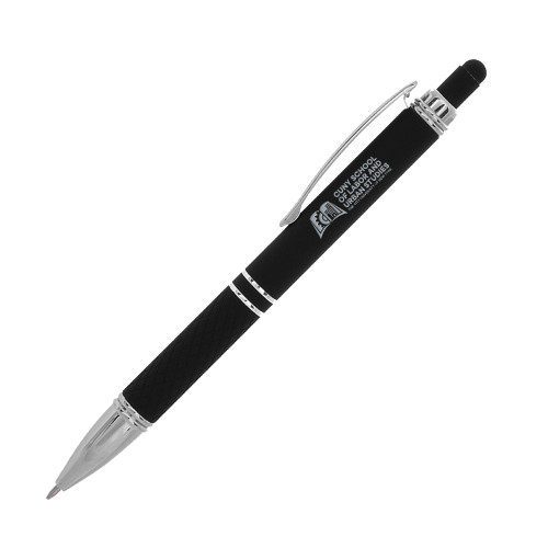 Quilted Black Stylus Pen-SLU CUNY Stacked Engraved