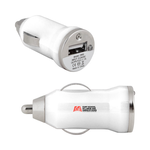 On the Go White Car Charger-SLU CUNY Stacked