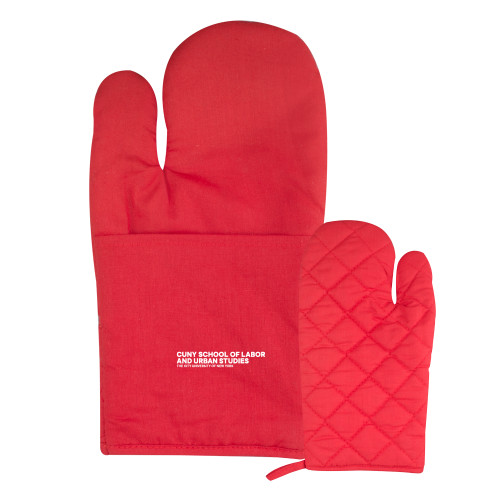 Quilted Canvas Red Oven Mitt-SLU Logotype