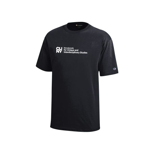 Champion Youth Black Short Sleeve Tee-CUNY Baccalaureate Primary Mark