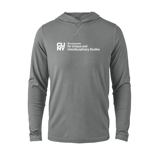 Grey Heather Long Sleeve Hooded Tee-CUNY Baccalaureate Primary Mark