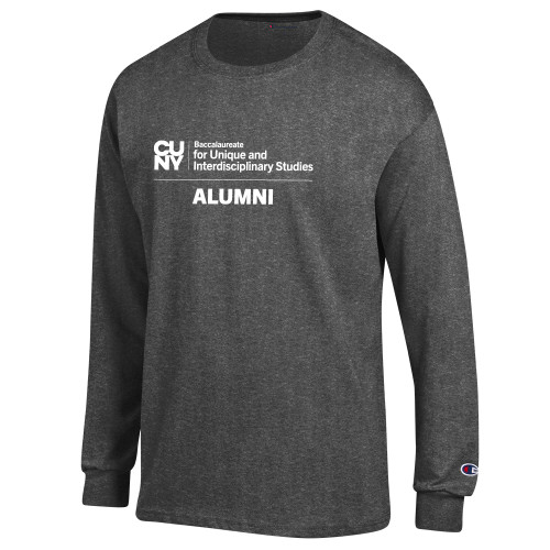 Champion Granite Heather Long Sleeve T Shirt-CUNY BA - Alumni