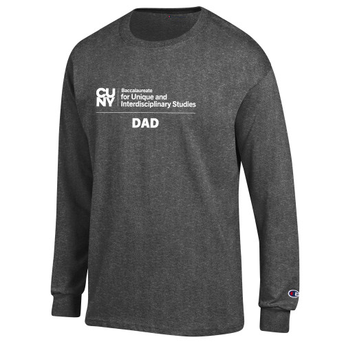 Champion Granite Heather Long Sleeve T Shirt-CUNY BA - Dad