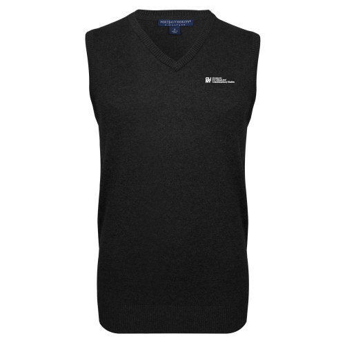 Black VNeck Sweater Vest-CUNY Baccalaureate Primary Mark