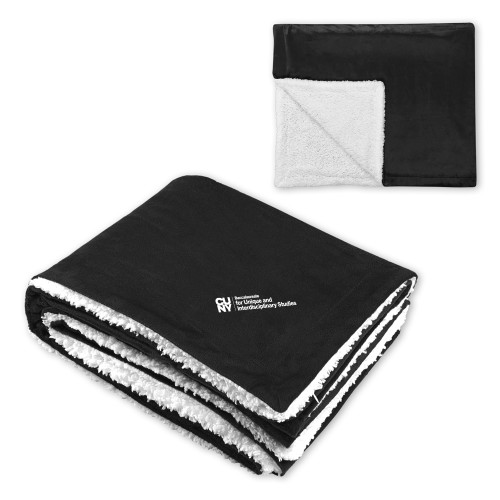 Super Soft Luxurious Black Sherpa Throw Blanket-CUNY Baccalaureate Primary Mark