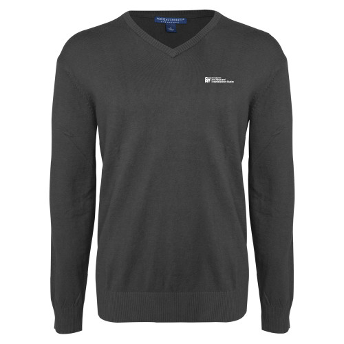 Charcoal Heather VNeck Sweater-CUNY Baccalaureate Primary Mark