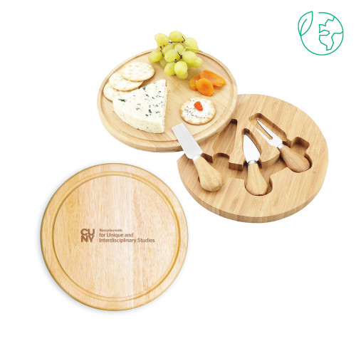 7.5 Inch Brie Circular Cutting Board Set-CUNY Baccalaureate Primary Mark Engraved