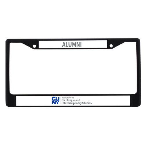 Alumni Metal License Plate Frame in Black-CUNY Baccalaureate Primary Mark