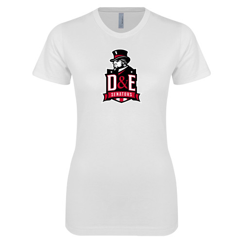  Next Level Womens White Boyfriend Tee - DE Senators