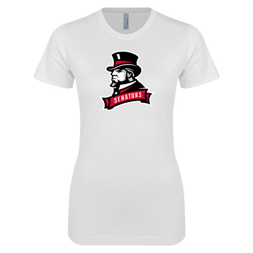  Next Level Womens White Boyfriend Tee - Senators