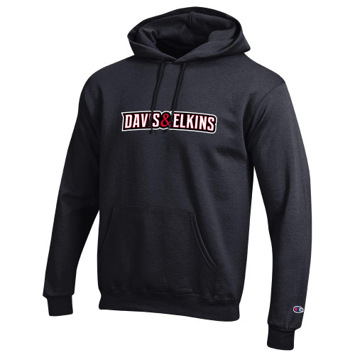  Champion Black Fleece Hoodie - Davis and Elkins Wordmark