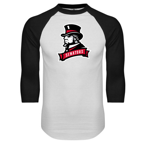  White/Black Raglan Baseball T Shirt - Senators