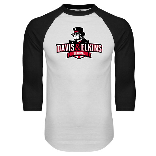  White/Black Raglan Baseball T Shirt - Baseball