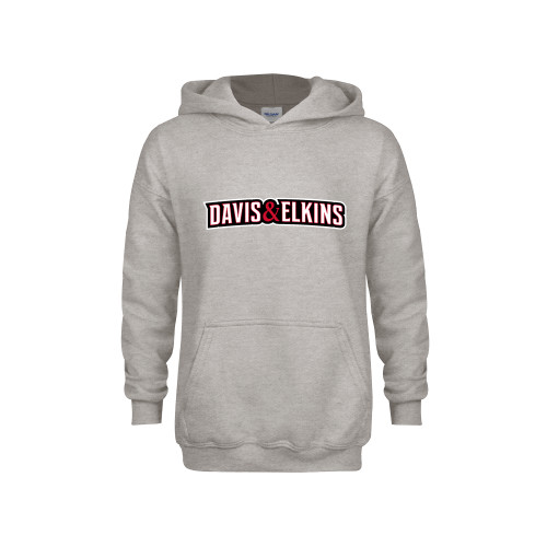  Youth Grey Fleece Hood - Davis and Elkins Wordmark