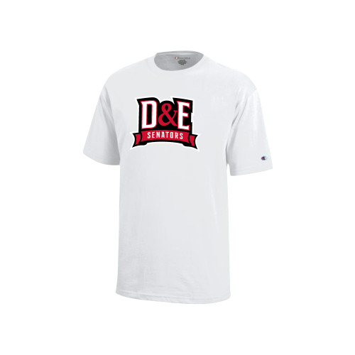  Champion Youth White Short Sleeve Tee - D and E Senators