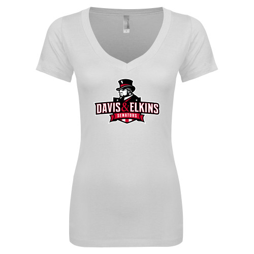  Next Level Womens White Ideal V Tee - Primary Mark