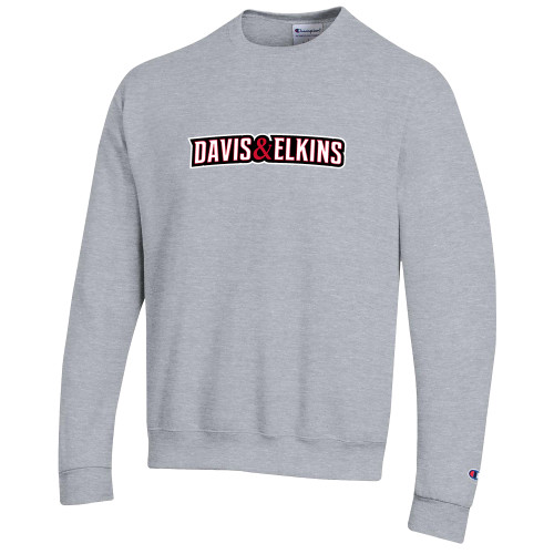  Champion Heather Grey Fleece Crew - Davis and Elkins Wordmark