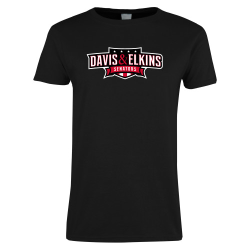  Womens Black Short Sleeve Tee - Davis and Elkins Senators
