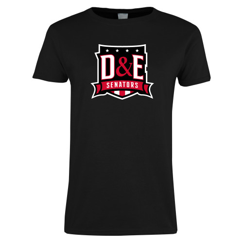  Womens Black Short Sleeve Tee - DE Senators Shield