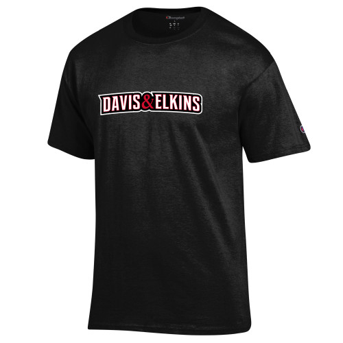  Champion Black T Shirt - Davis and Elkins Wordmark