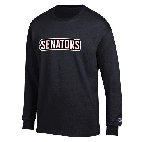  Champion Black Long Sleeve T Shirt - Senators Word Mark