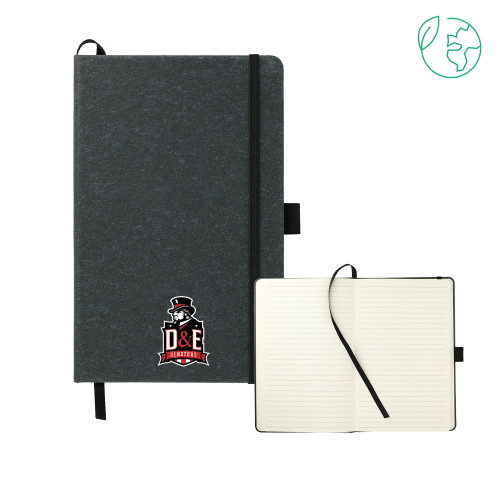  5.5 x 8.5 Black FSC Mix Recycled Leather Bound Journal - DE Senators
