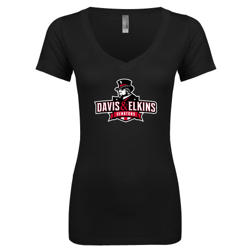  Next Level Womens Black Ideal V Tee - Primary Mark