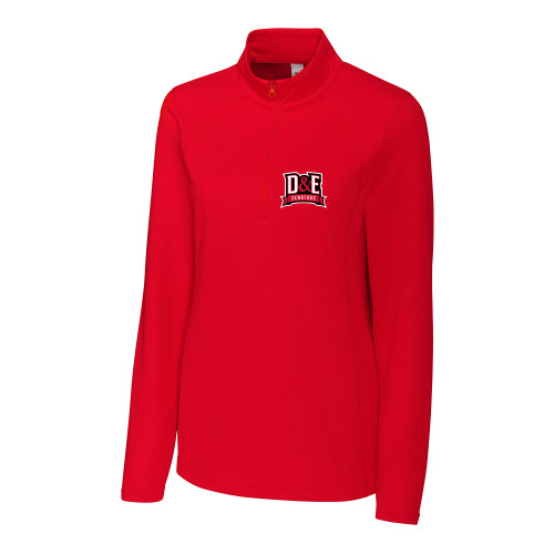  C&B Womens Red Clique Ice Pique Half Zip - D and E Senators