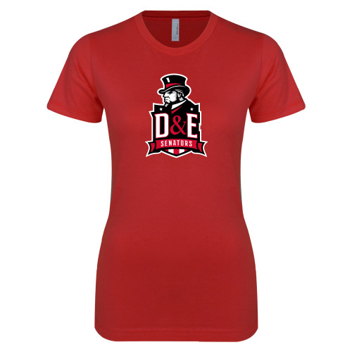  Next Level Womens Red Boyfriend Tee - DE Senators
