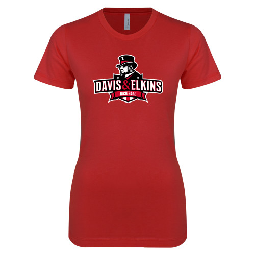  Next Level Womens Red Boyfriend Tee - Baseball