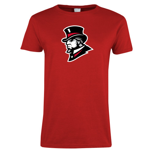  Womens Short Sleeve Red Tee - Senator Head