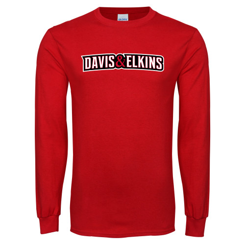  Red Long Sleeve T Shirt - Davis and Elkins Wordmark