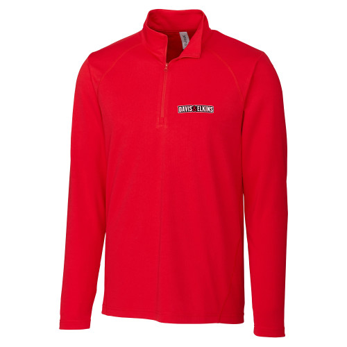  C&B Red Clique Ice Pique Half Zip - Davis and Elkins Wordmark