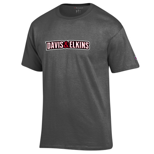  Champion Granite Heather T Shirt - Davis and Elkins Wordmark