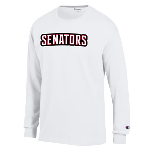  Champion White Long Sleeve T Shirt - Senators Word Mark