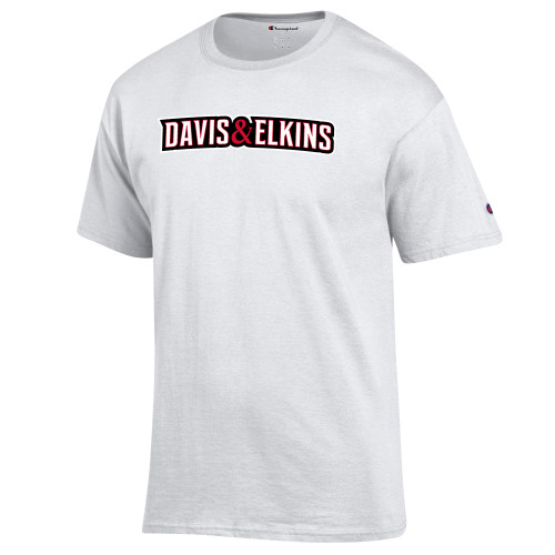  Champion White T Shirt - Davis and Elkins Wordmark