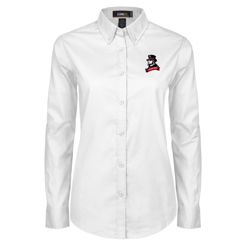  Womens White Twill Button Down Long Sleeve - Senators
