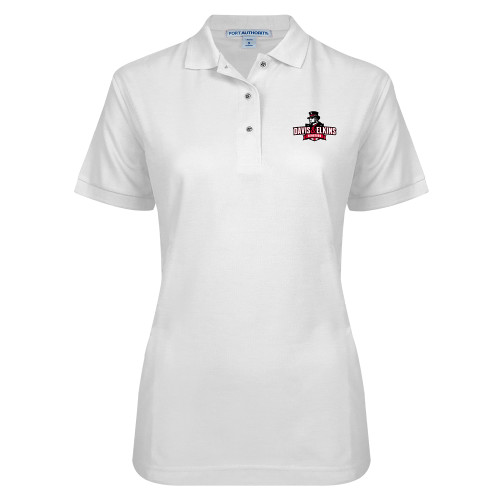  Womens Silk Touch White Pique Polo - Primary Mark