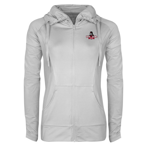  Womens White Sport Wick Stretch Full Zip Jacket - Primary Mark
