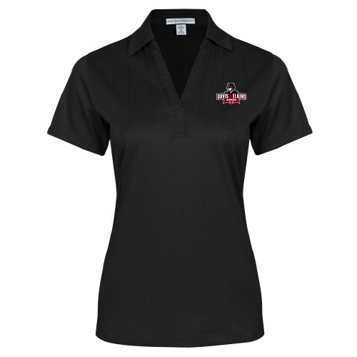  Womens Black Performance Fine Jacquard Polo - Primary Mark