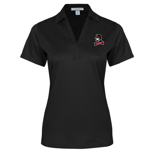  Womens Black Performance Fine Jacquard Polo - Senators